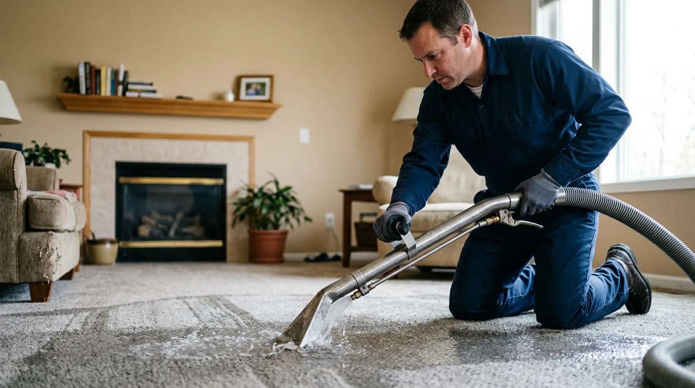 Water damage restoration technician working near Washington, CA